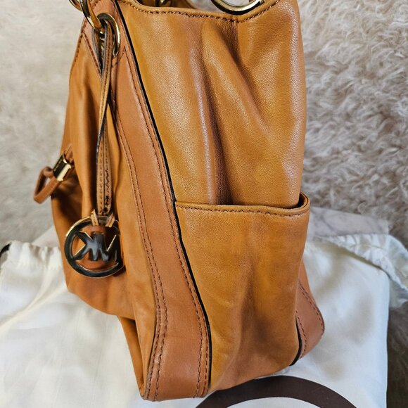 Michael Kors Tan Lamb Leather Gold Charm Satchel - Picture 15 of 15